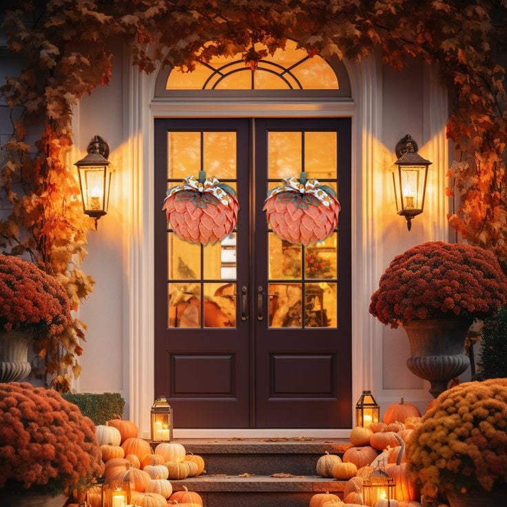 🔥Halloween Sale 49% OFF 🍁 Farmhouse Pumpkin Wreath For Front Door