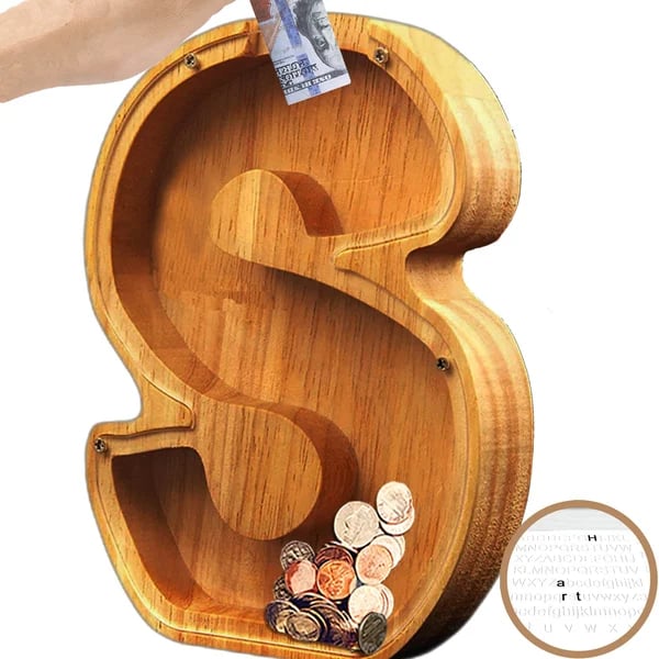 (🔥Last Day Promotion- SAVE 70% OFF)Large Personalized Wooden Alphabet Piggy Bank-Buy 2 Get VIP Shipping