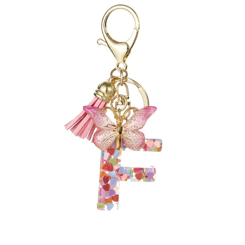 🔥Last Day 50% OFF - Butterfly Letter Keychain Tassel Design Vibrant Durable Lightweight Gift