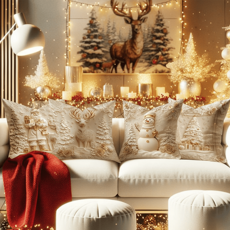 🎄 Soft Christmas Pillow Covers – 4-Piece Set for Cozy Holiday Vibes!