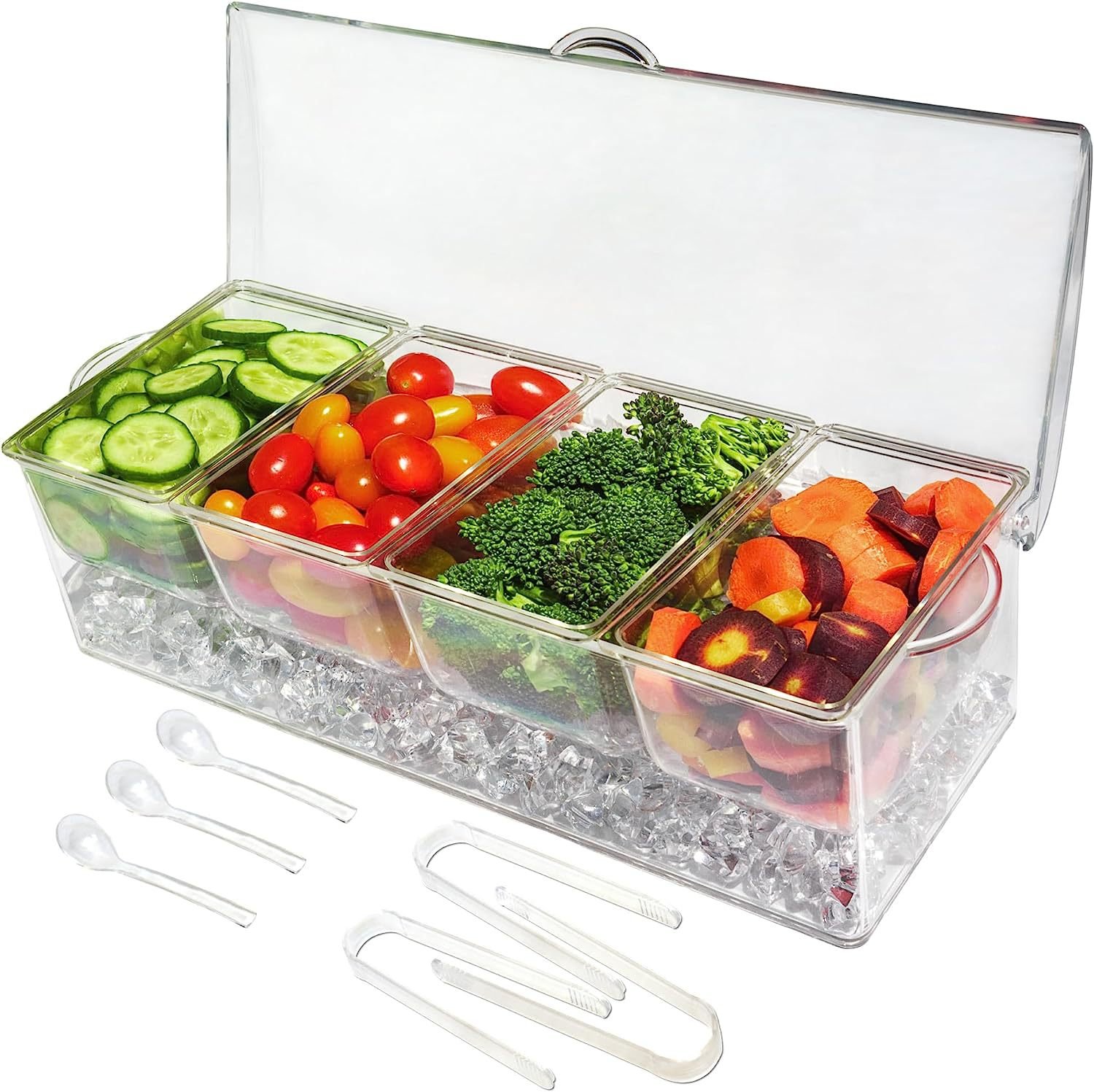 🔥Last Day Promotion 50% OFF🔥Ice Chilled Condiment Tray-4 Removable Compartments-Lid