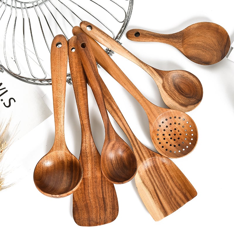 🔥LAST DAY 50% OFF🔥Eco-Friendly Teak Wood Kitchen Spoon Set