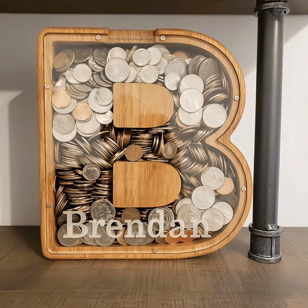 (🔥Summer Hot Sale Now-48% Off) Personalized Wooden Letter Piggy Bank - Buy 2 Get EXTRA 10% OFF & FREE SHIPPING