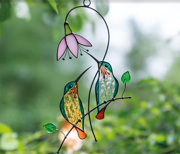 Handmade Hummingbird Stained Glass Window Hangings