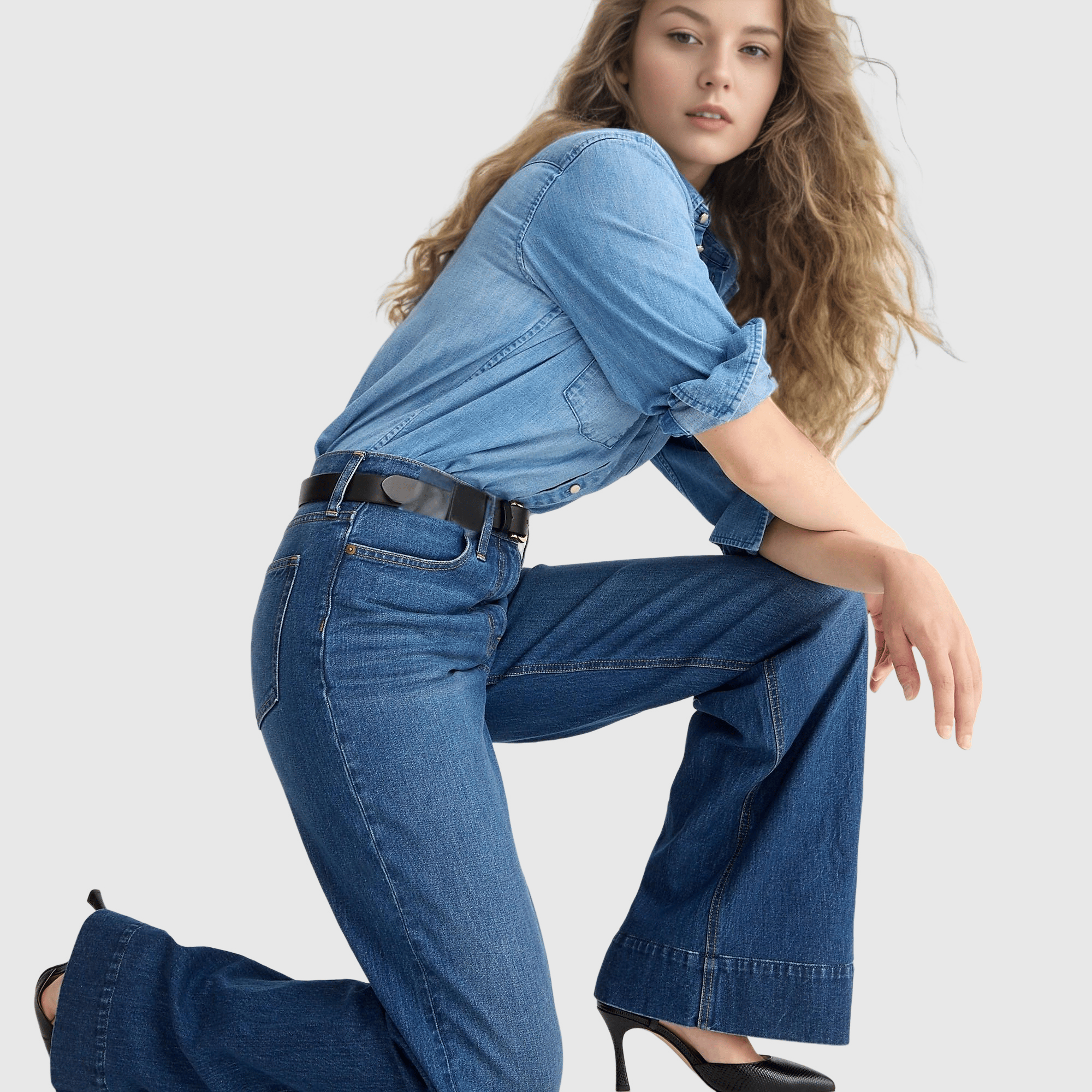 🌞Letzter Tag 49% Rabatt👖Tall Tummy Control Jeanshose mit weitem Bein