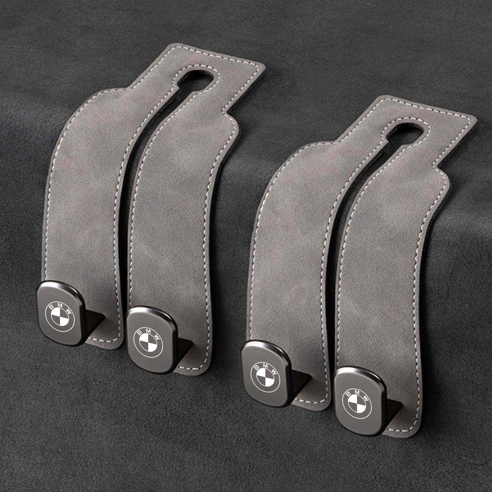TwinHook Leather Car Headrest Hangers
