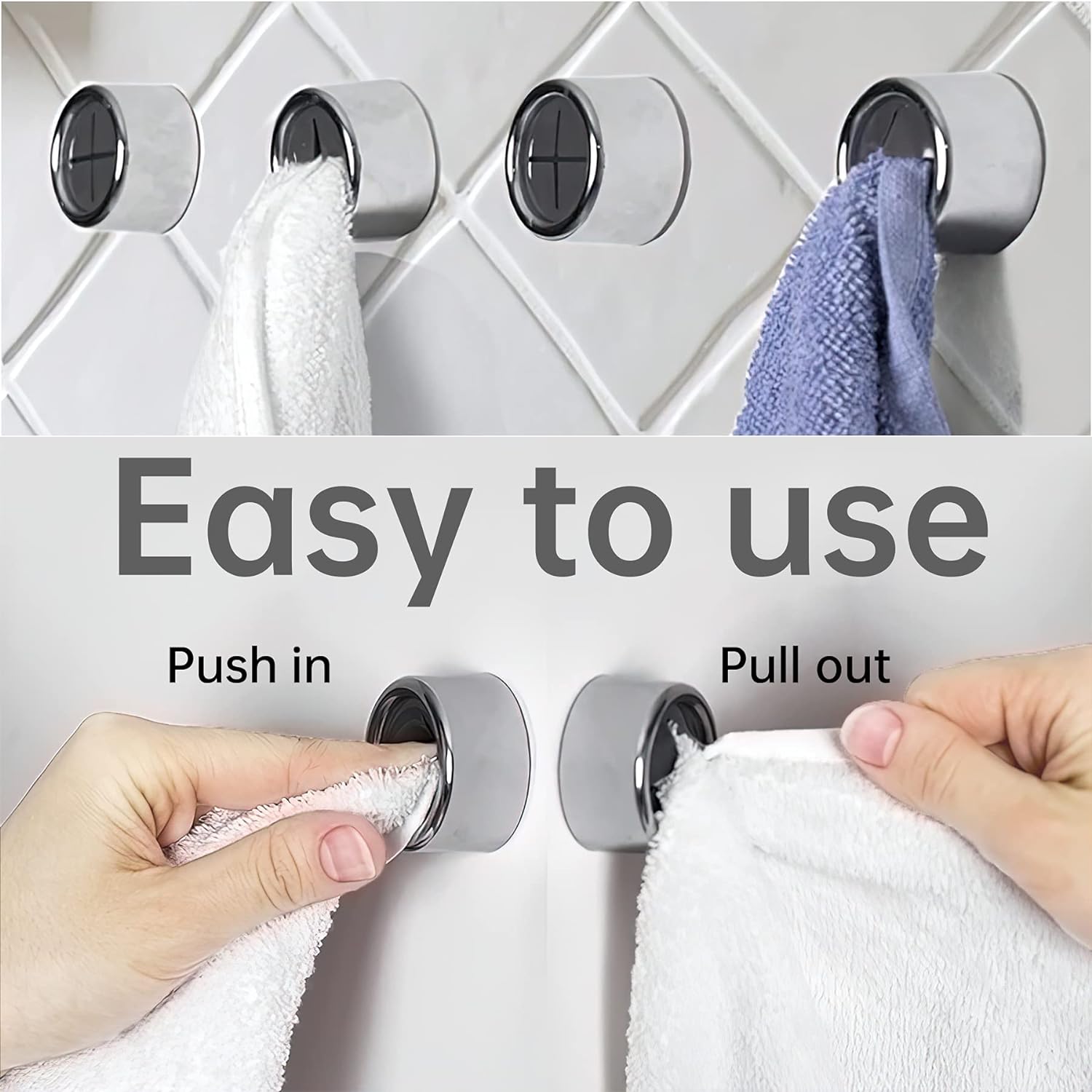 Tiktok Summer Sale🎉Round Adhesive Push Towel Hooks for Kitchen