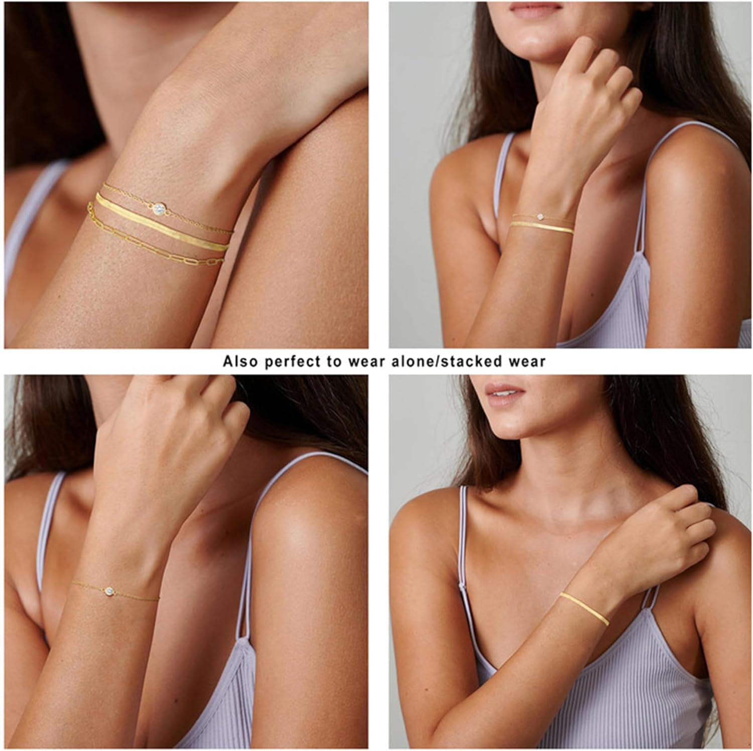 Moodear Gold Bracelet for Women 14K Real Gold Bracelet Sets for Women Dainty Snake Chain Bracelet Adjustable Cuban Link Bracelet for Women Cuff Bangle Gold Stackable Bracelets for Womens Jewelry Sets