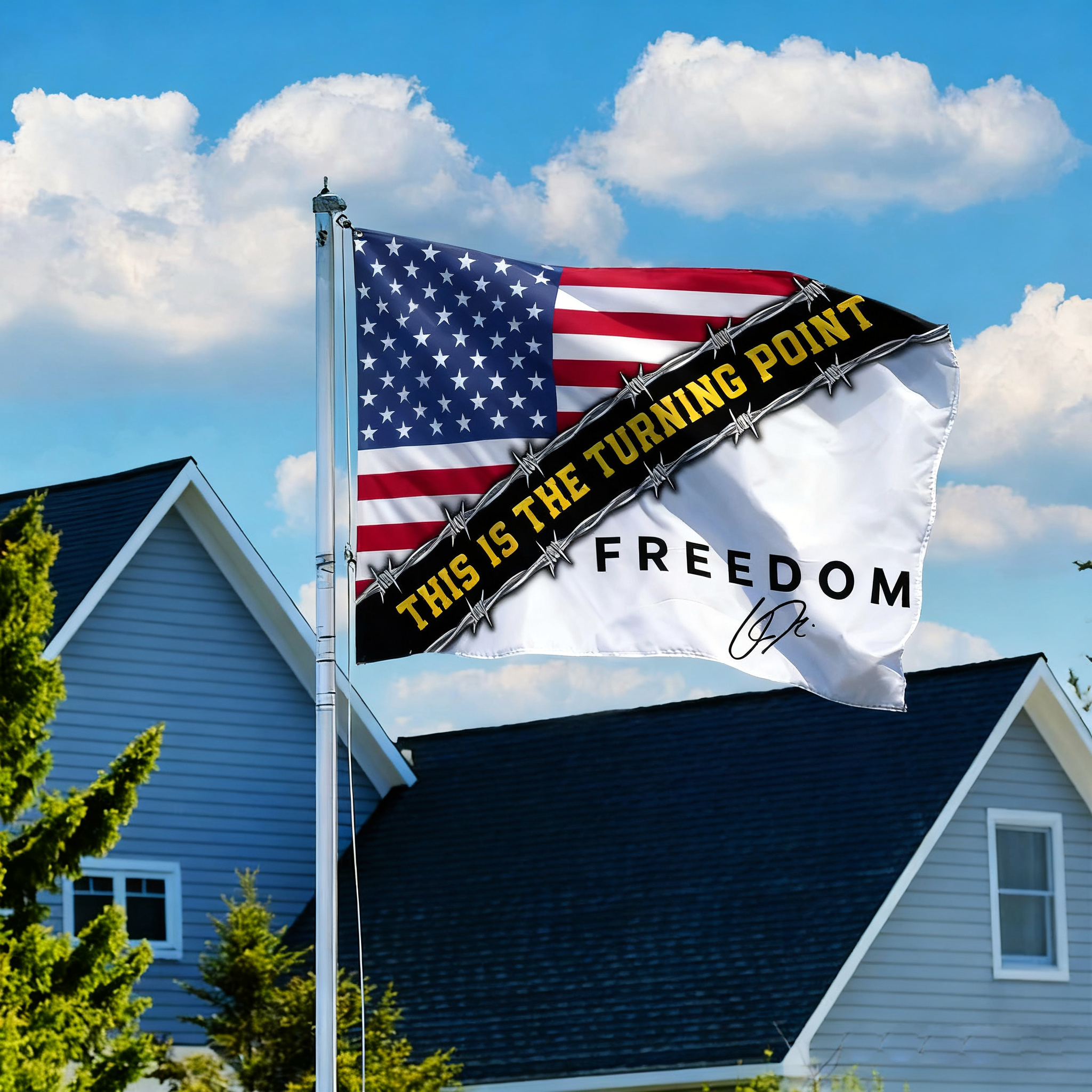 🔴🔵⚪Charlie Kirk Freedom American Flag Patriotic Kirk Memorial Canvas Flag（3x5 ft. (36 x 60 in.)
