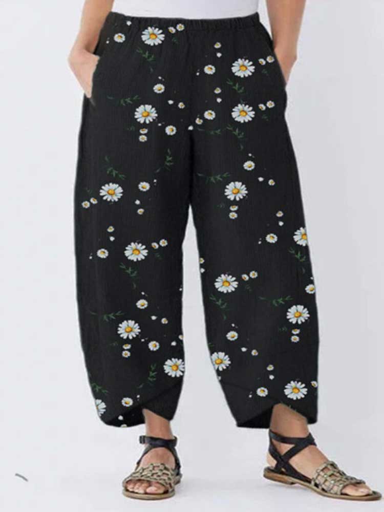 Women Casual Printed Daisy Pants