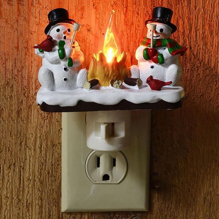 🔥Last Day Promotion 48% OFF-🎁-2024 Snowman Campfire Twinkle Night Light✨🔥⛄️