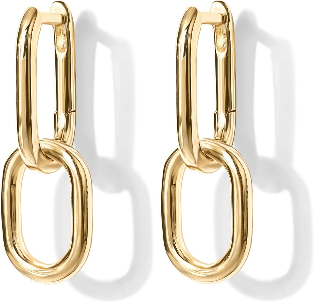 PAVOI 14K Gold Convertible Link Earrings for Women | Paperclip Link Chain Earrings | Drop Dangle Earrings