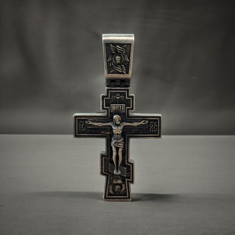 ✝️100% Handmade Silver Jesus Cross Healing Heart (𝐌𝐢𝐜𝐡𝐚𝐞𝐥 𝐂𝐥𝐚𝐫𝐤 𝐇𝐚𝐧𝐝𝐦𝐚𝐝𝐞®)