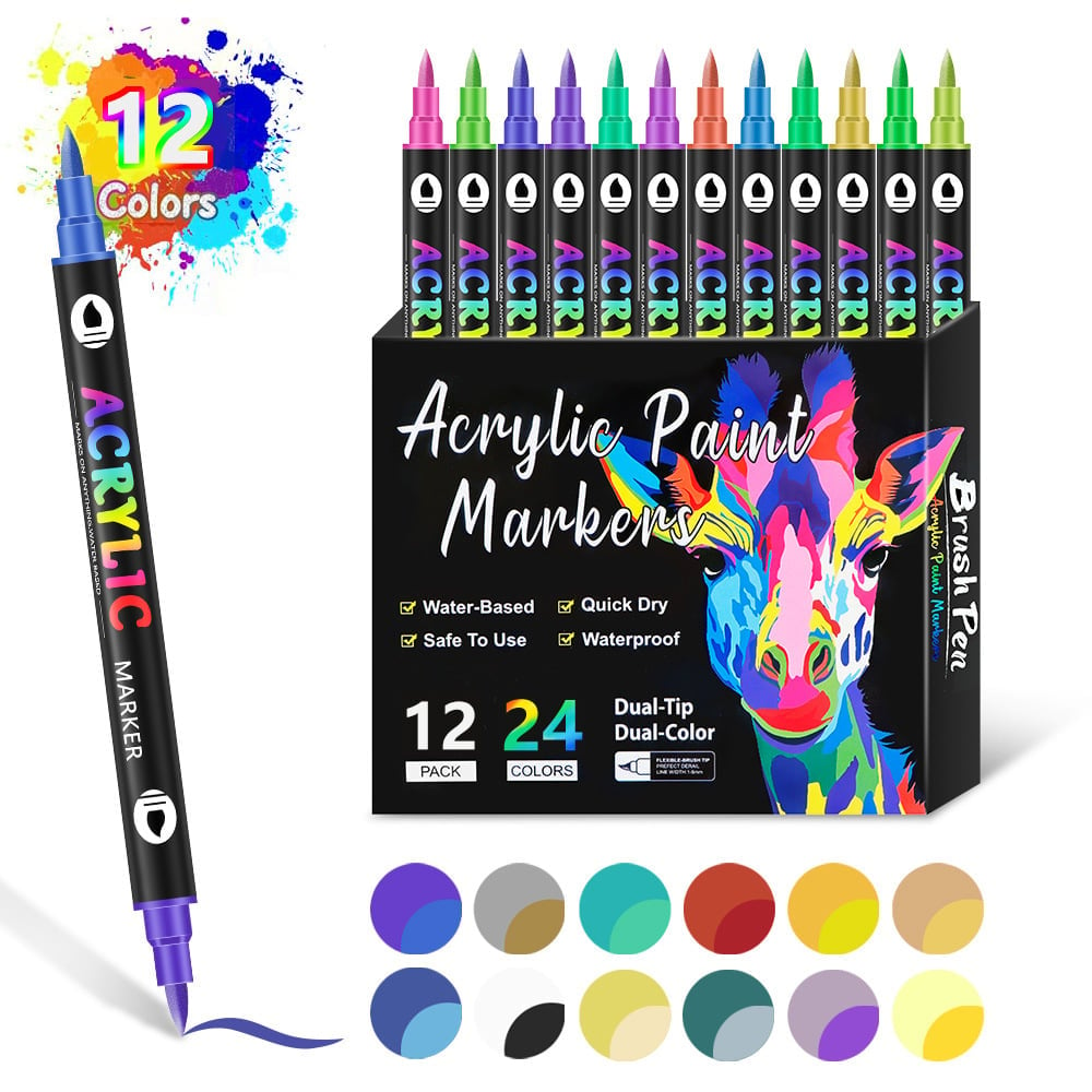 🔥Last Day Promotion 48% OFF-🎁-Dual Tip Acrylic Paint Pen Marker - 24/48/72 Colours