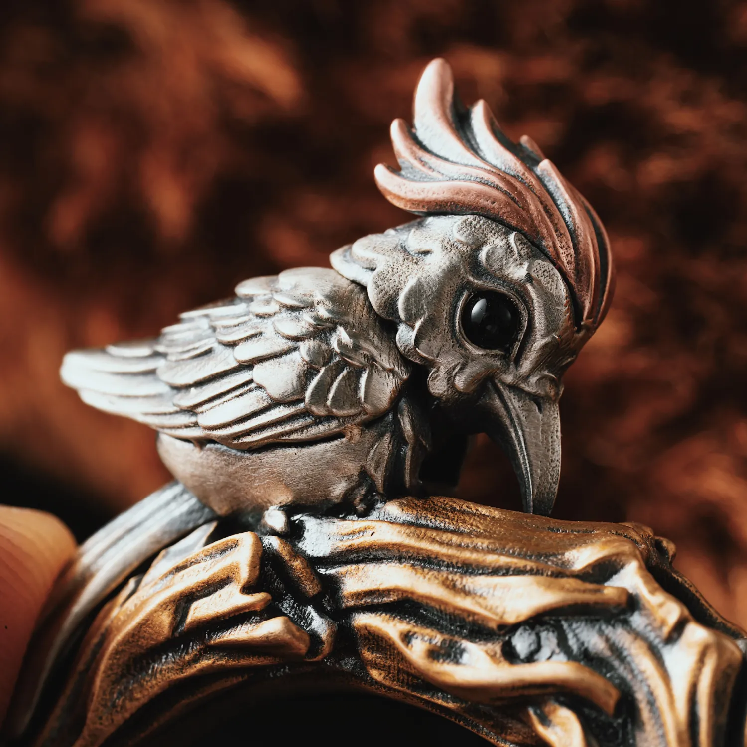Handcrafted Woodpecker Ring