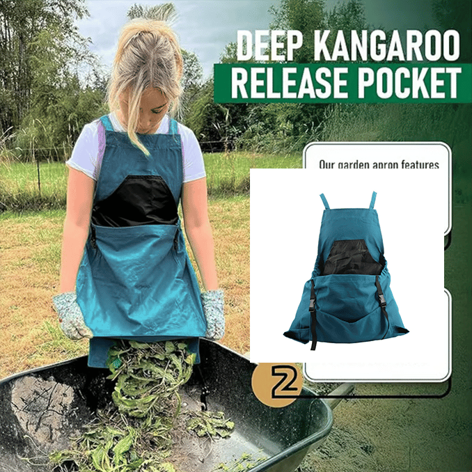 🌻Gartenschürze mit gekreuztem Rücken und tiefen Känguru-Taschen