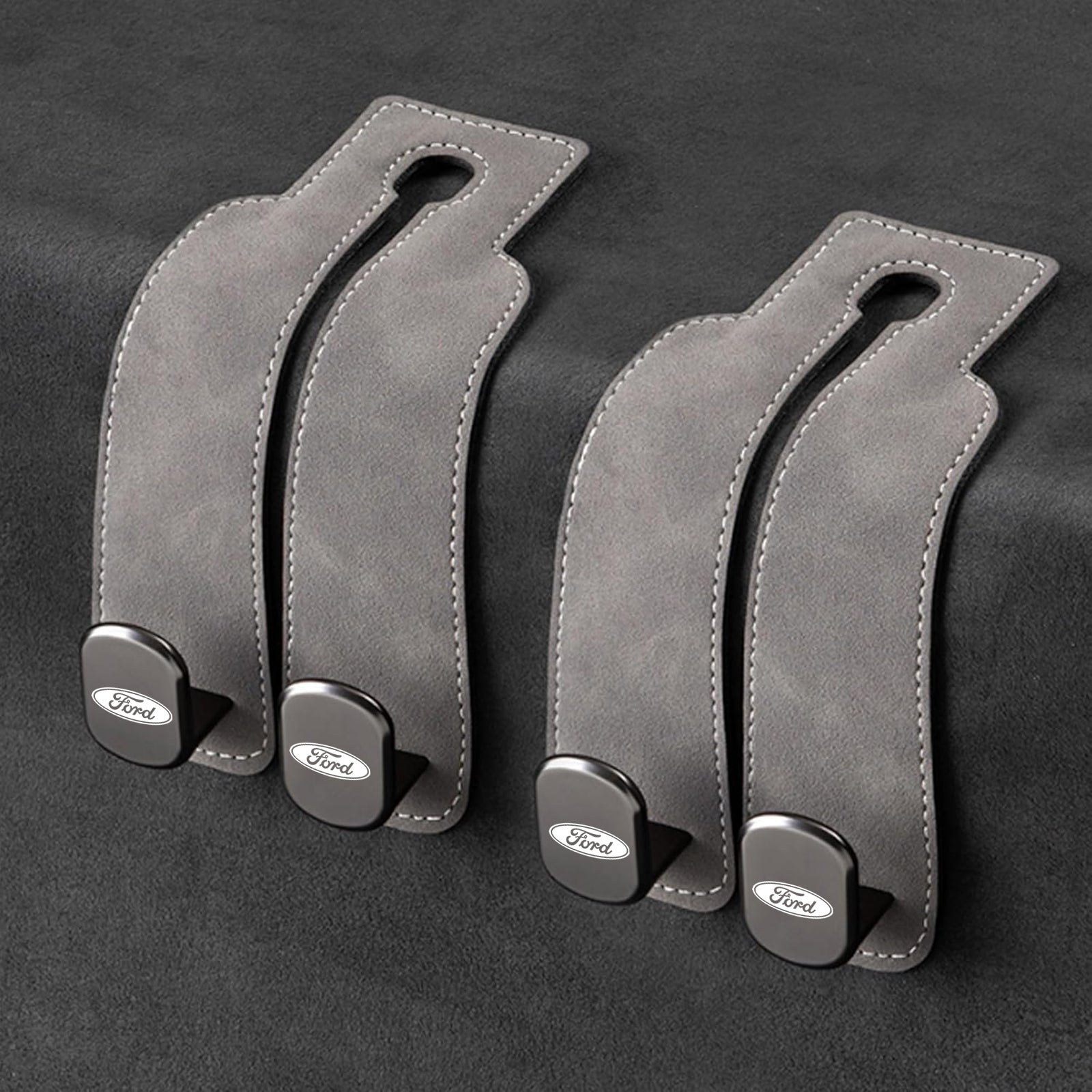 TwinHook Leather Car Headrest Hangers