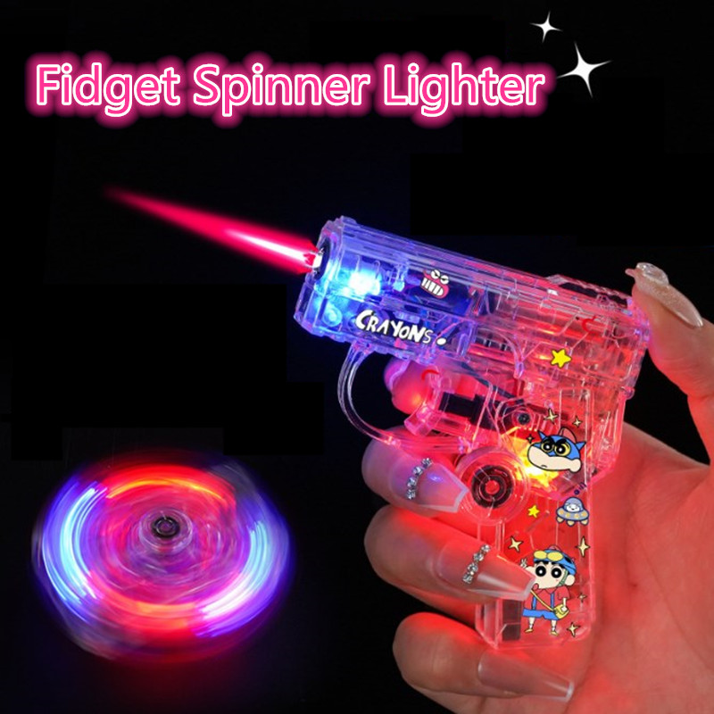 Luminous fully transparent fidget spinner folding lighter