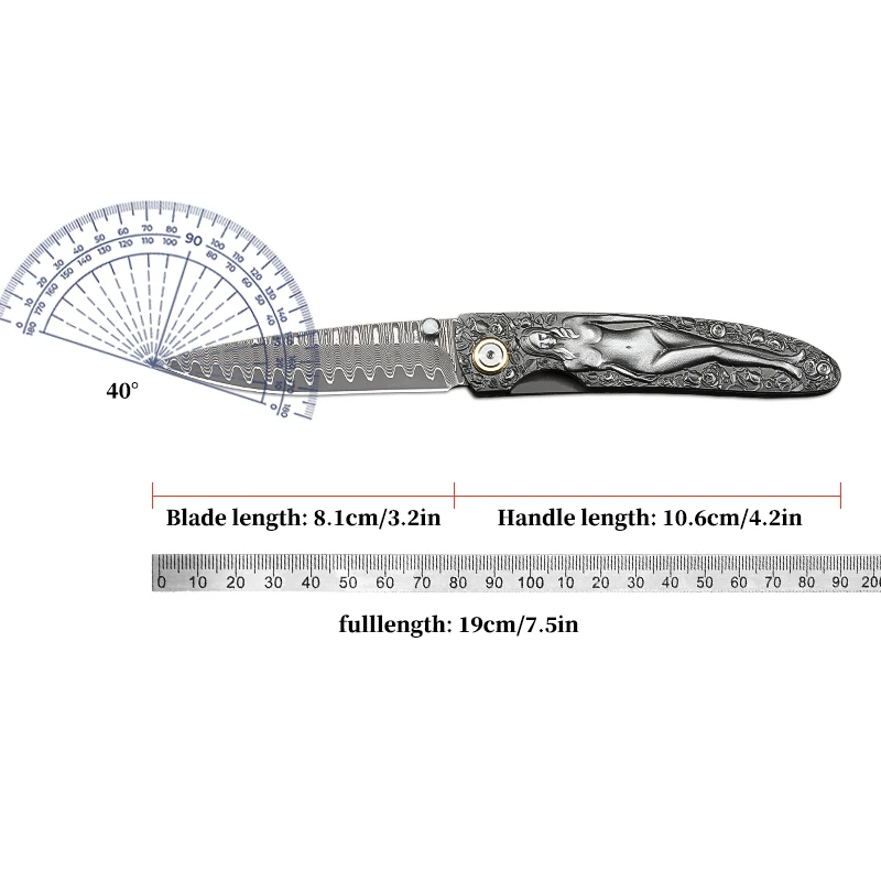 Damascus steel Folding pocket knife, travel knife for outdoor camping, hunting