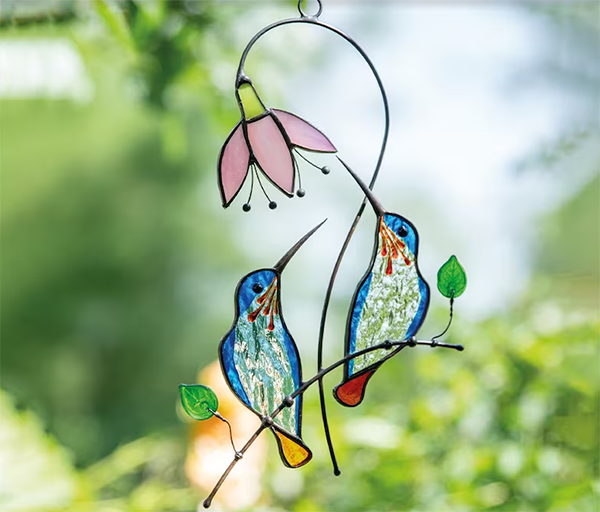 Handmade Hummingbird Stained Glass Window Hangings