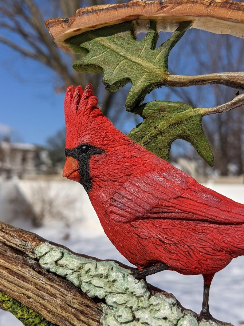 Handmade Cardinal Wood Carving