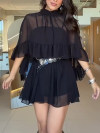 Women's Chiffon Ruffled Stitching Lining Fake Two-piece Dress