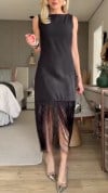 Ladies' Square Collar Patchwork Tassel Temperament Dress