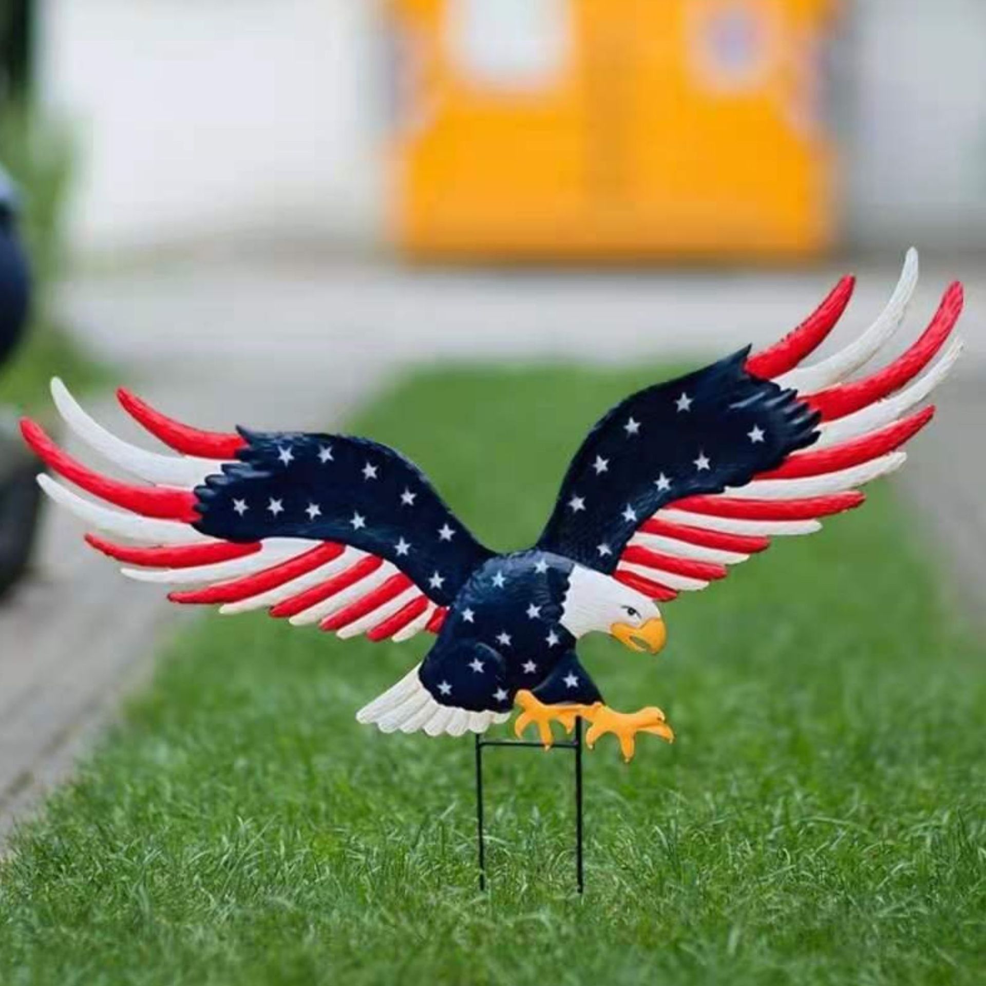 Handmade Bald Eagle with Flag Wings