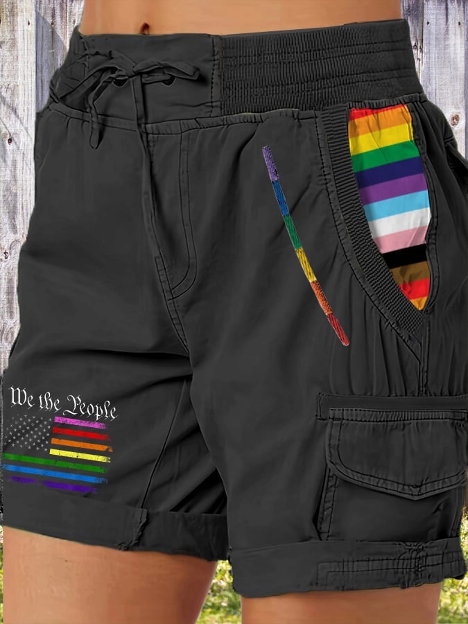 Women's gay month design pocket stitched baggy slacks
