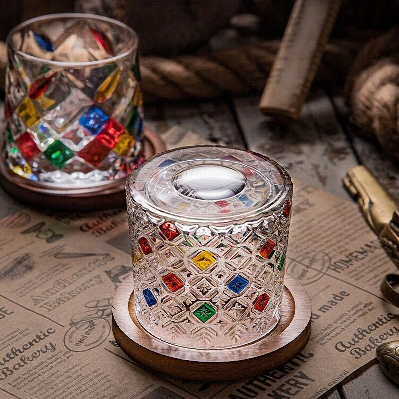 Italian Snowflake Art Rocking Whiskey Glass