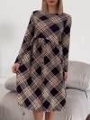 Women's Round Neck Plaid Print Dress