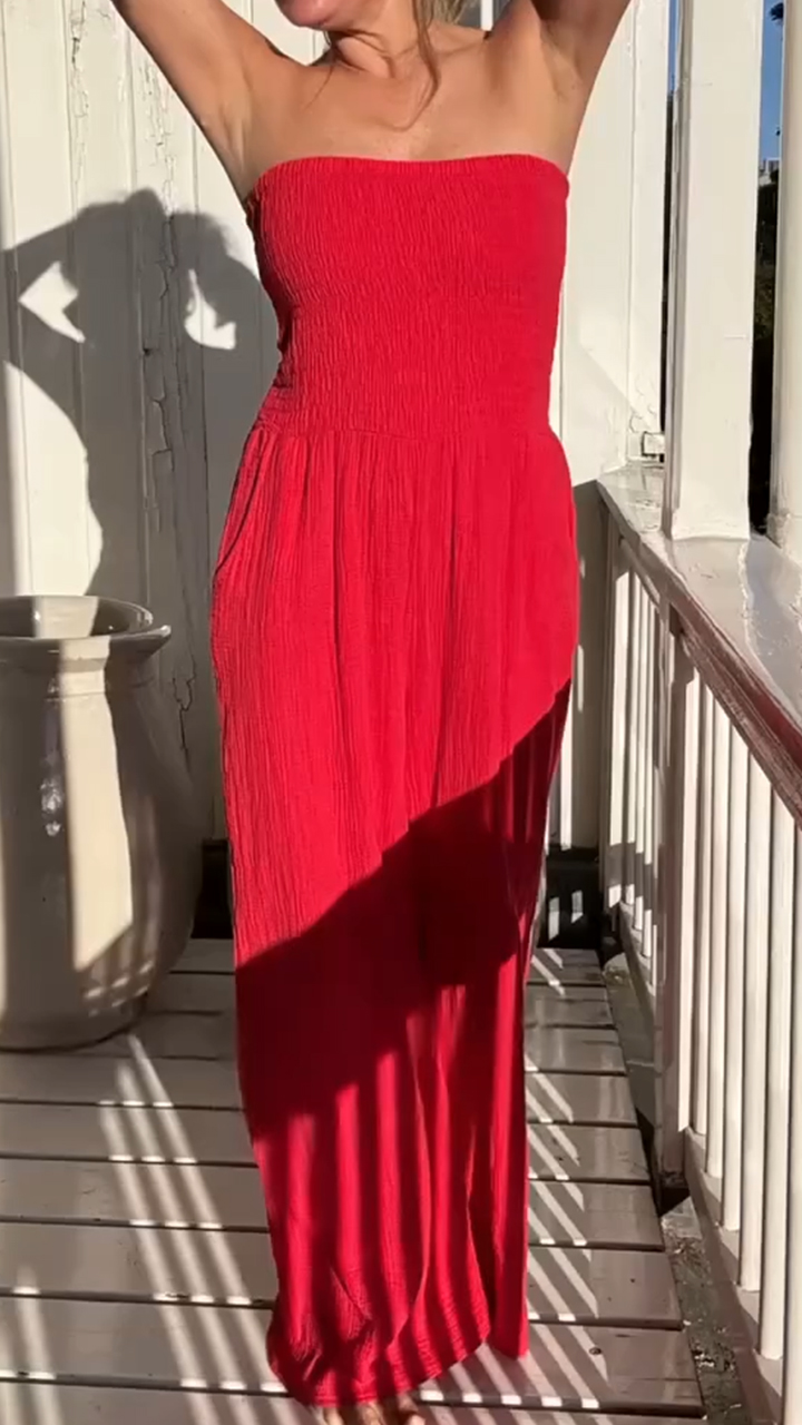 Women's Tube Top Casual Jumpsuit