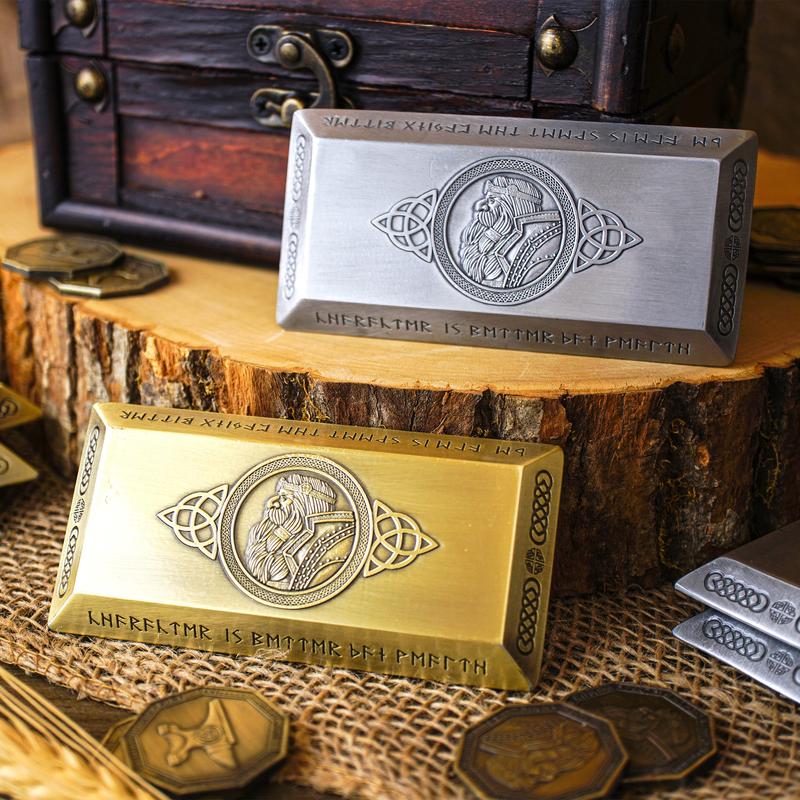 💖Last Day Sale 49% OFF-Dwarven Gold and Silver Bars Heavy RealisticProps for Tabletop RPGs & Larping Activities💎
