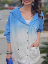 Women's Hooded Button Gradient Printed Casual Blouse