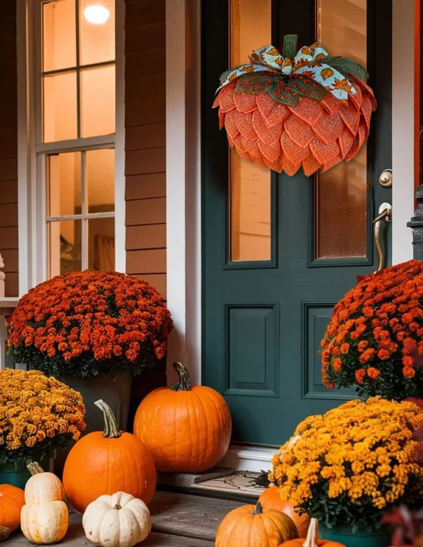 🍁Handmade Fall Pumpkin Wreath🎃​