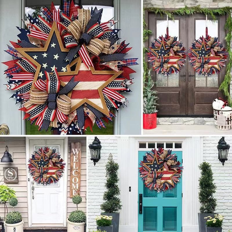 🏵100% Handmade American Patriotic Star Wreath(Mariana Smith Handmade®)