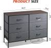 WLIVE Wide Fabric Dresser, 6 Drawer Dresser TV Stand for 60