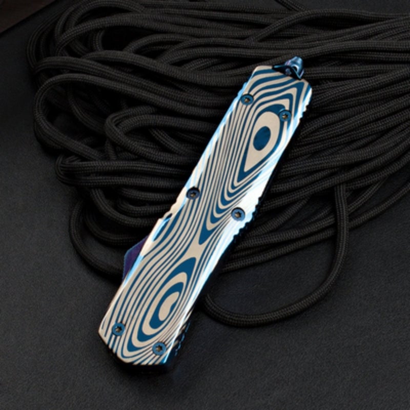 Blue titanium EDC self-defense knife