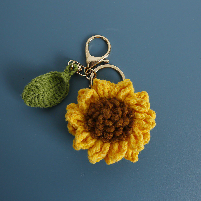 Handmade Crochet Sunflower Keychain