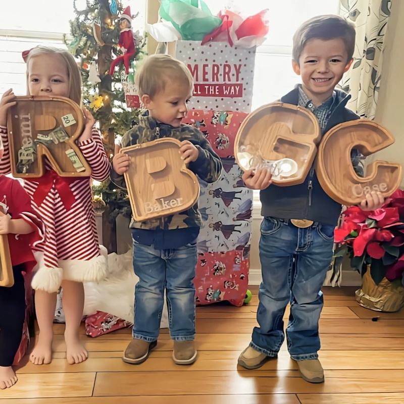 💰Personalized Large Wooden Kids Letter Piggy Bank | Best Christmas Gift🎅🎁