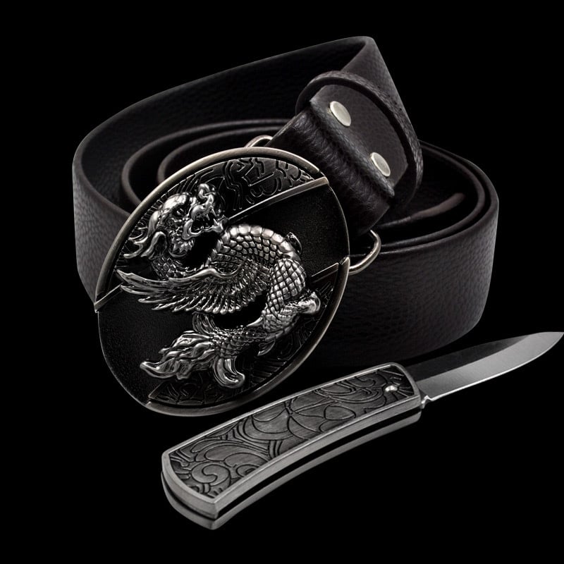 (🔥Last Day Promotion- SAVE 48% OFF)Fashion Punk Men's Genuine Leather Belt With Knife-Buy 2 Free Shipping