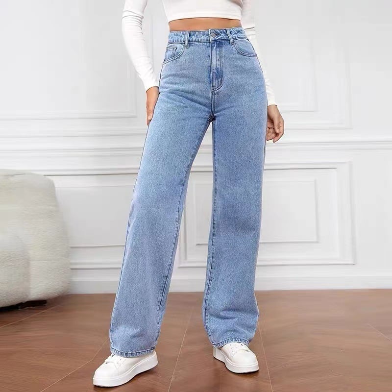 ⏰Letzter Tag🔥Lässige Stretch-Jeans mit hoher Taille, mehreren Taschen und weitem Bein