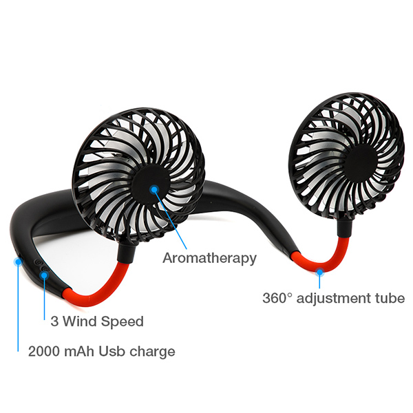Rechargeable Portable Adjustable Neck Fan, 3 Speed Level