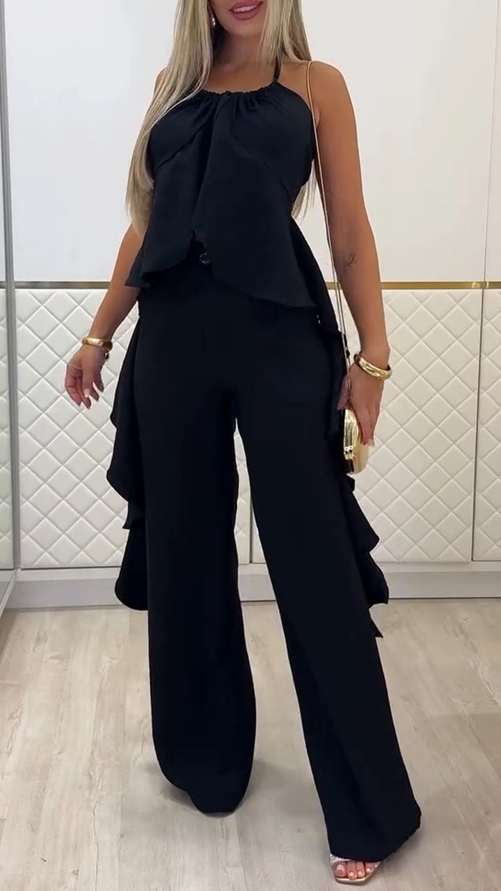 Women's Round Neck Halter Neck Irregular Casual Suit