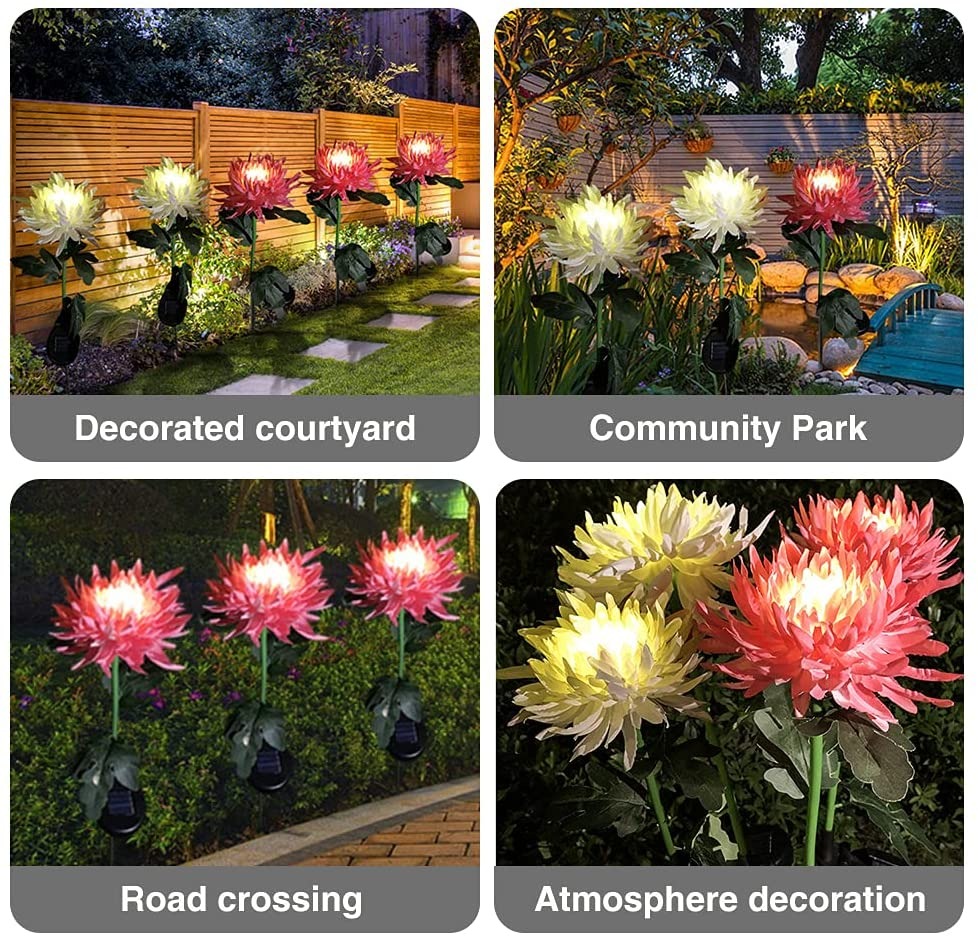 Outdoor Chrysanthemum Solar Garden Stake Decor Lights