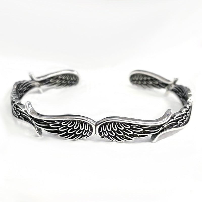 (🎅Hot Sale -SAVE 49% OFF) Vintage Style Angel Wings Sterling Silver Bracelet - BUY 2 FREE SHIPPING NOW