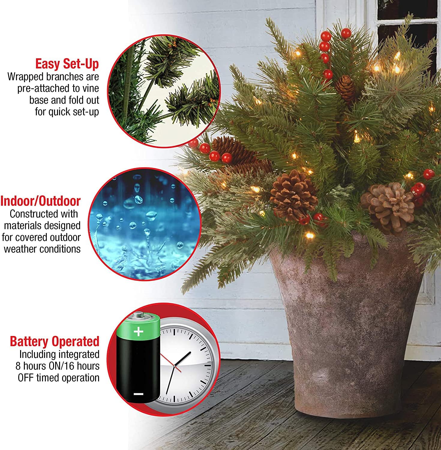 🎄Early Christmas Sale 49% OFF🔥Pre-lit Artificial Christmas Tree Feel Real Urn Filler