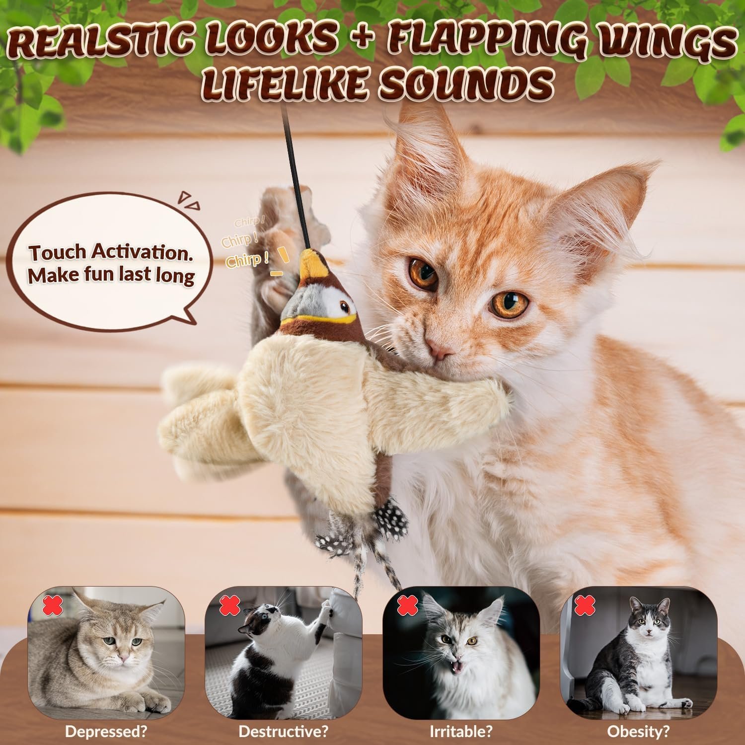 🔥Last Day 70% OFF🐾Interactive Chirping Bird Cat Toy