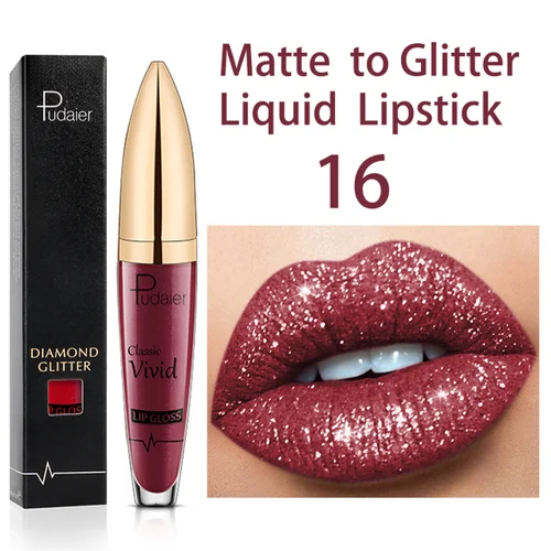 🎅EARLY XMAS SALE 70% OFF💖 Diamond Lip Gloss Matte To Glitter Liquid Lipstick Waterproof