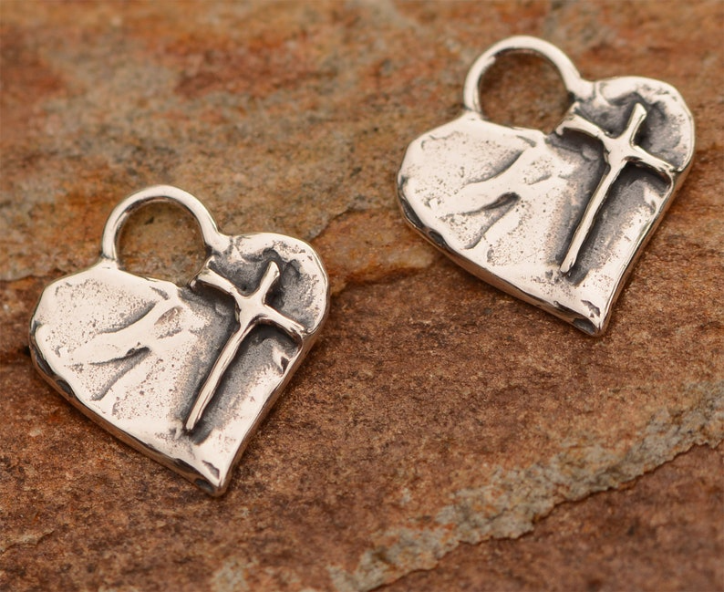 ✝️100% Handgefertigtes Sterling Silber Herz mit Kreuz(Handmade®)